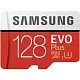 Card de memorie flash Samsung EVO Plus 100 Mb/s microSDXC UHS-I U3 + SD adapter, 128GB