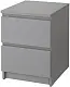 Noptieră IKEA Malm 2 sertare 40x55cm, gri pe tehnoparc.md Noptieră IKEA Malm 2 sertare 40x55cm, gri