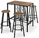 Set masă și scaune Costway KC55678CF 1+4, maro rustic/negru