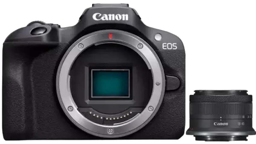 Aparat foto Canon EOS R100 + RF-S 18-45mm f/4.5-6.3 IS STM, Kit, negru