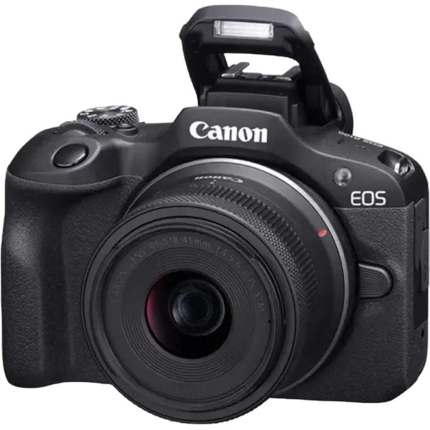 Aparat foto Canon EOS R100 + RF-S 18-45mm f/4.5-6.3 IS STM, Kit, negru