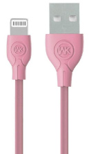 USB Кабель WK Design Ultra Speed 1M Lightning, розовый