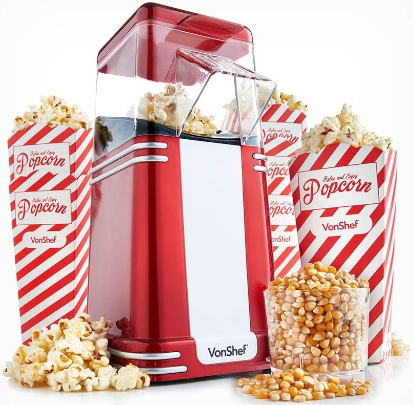 Aparat de popcorn VonShef 2013261, roșu/alb
