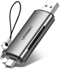 Разветвитель Ugreen 2 in 1 USB C OTG Card Reader, черный
