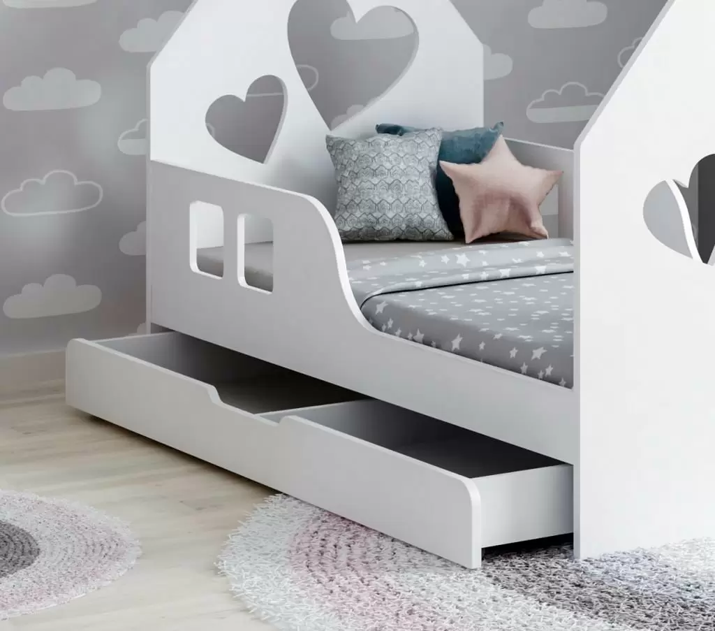 Детская кровать Happy Babies House Heart L02 70x140см, белый
