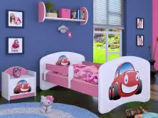 Детская кровать Happy Babies Happy Auto L01 70x140см, белый/розовый