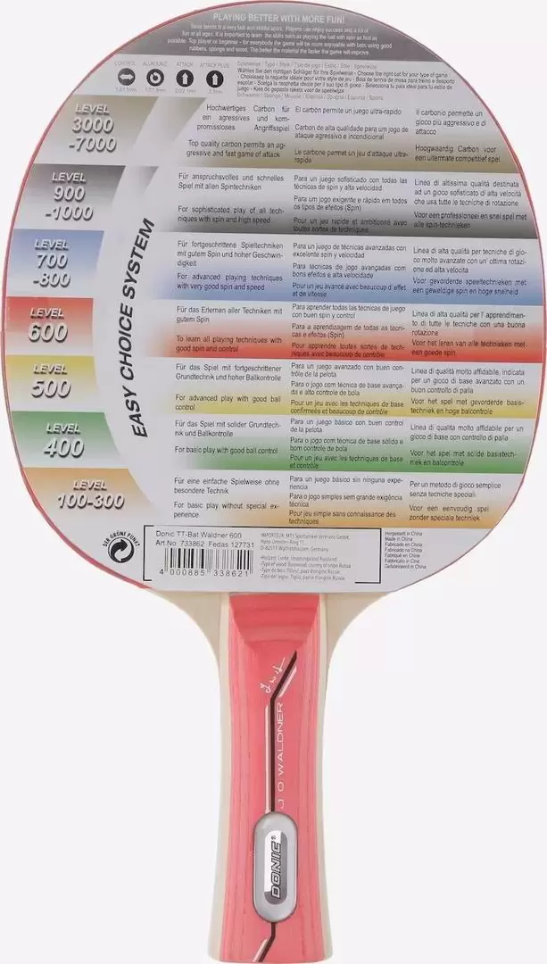 Ракетка для настольного тенниса Donic Waldner Line 600, красный