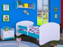 Детская кровать Happy Babies Happy L01 70x140см, белый/синий