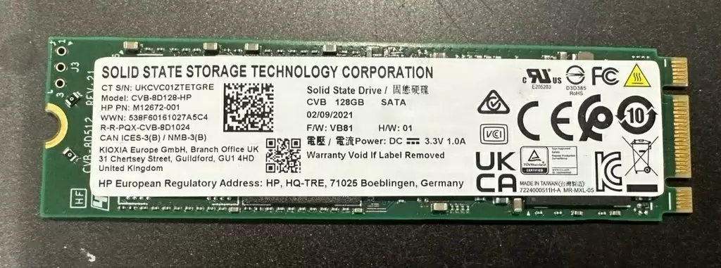SSD накопитель Toshiba Kioxia CVB-8D128-HP M.2 SATA, 128GB