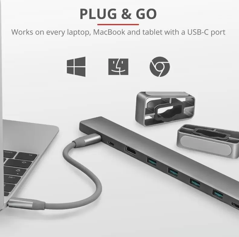Разветвитель Trust Dalyx Aluminium 10-in-1 USB-C Multi-Port Docking Station