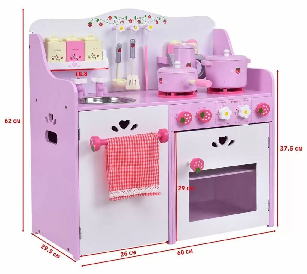 Игровая кухня Costway TP10029, белый/розовый