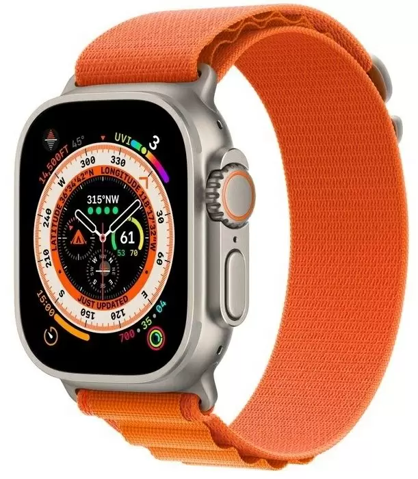 Умные часы Apple Watch Ultra GPS + Cellular 49mm, корпус из титана, ремешок Alpine Loop Medium оранжевый