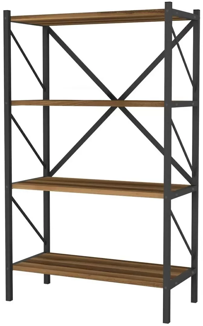 Стеллаж Fabulous 4 Shelves Metal, орех/черный
