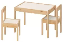 Набор столик + 2 стульчика IKEA Latt, белый/дерево