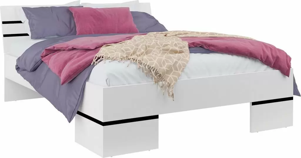 Кровать Helvetia Meble Violla 180x200см, белый/белый глянец