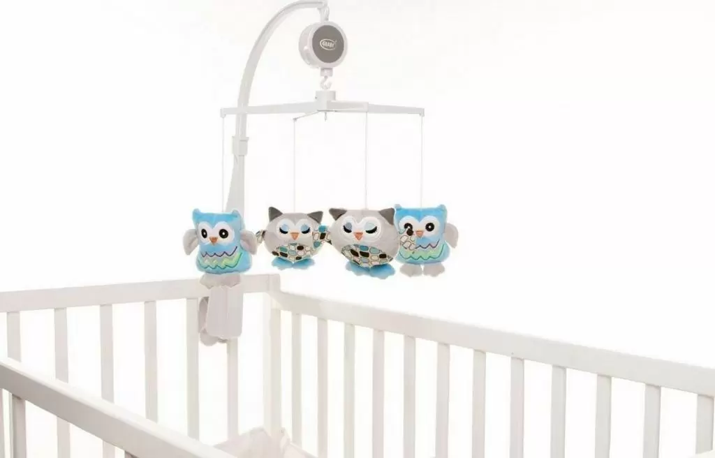 Карусель для кроватки 4Baby Play&Edu Owl OB08, белый/серый