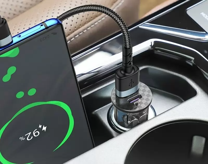 Автомобильная зарядка Hoco DZ3 Max, прозрачный