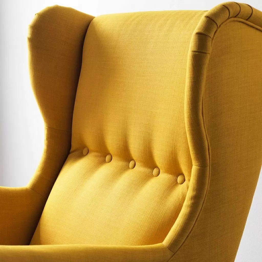 Кресло IKEA Strandmon с подлокотниками, шифтебу желтый