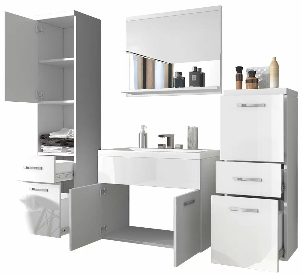 Комплект мебели Bratex Alba, белый/серый глянцевый