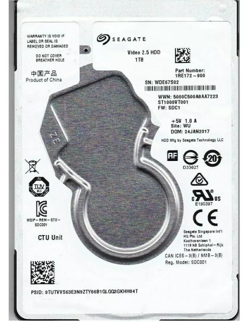 Жесткий диск Seagate 2.5" ST1000VT001, 1TB