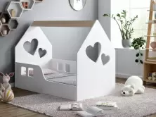 Детская кровать Happy Babies House Heart L01 70x140см, белый/светлая груша