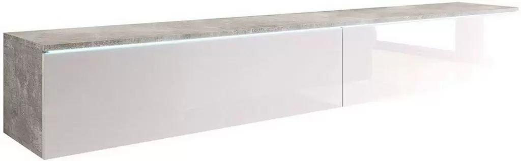 Тумба Bratex Lowboard D 180, бетон/белый глянец