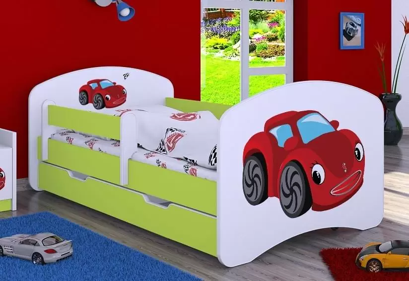 Детская кровать Happy Babies Happy Fairy Car L02 70x140см, белый/пастельно-зеленый