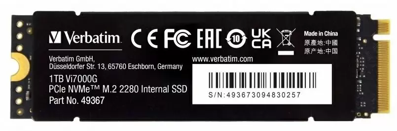 SSD накопитель Verbatim Vi7000G M.2 NVMe, 1TB