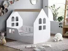 Детская кровать Happy Babies House Windows L01 70x140см, белый/светлая груша