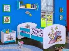 Детская кровать Happy Babies Happy Safari L03 80x160см, белый/синий