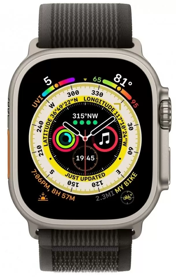 Умные часы Apple Watch Ultra GPS + Cellular 49mm, корпус из титана, ремешок Trail Loop черный/серый