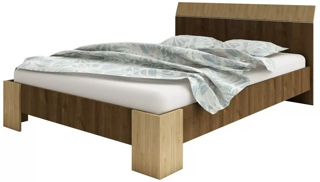 Кровать Haaus Pedro 160x200см, бронзовый дуб/натуральное дерево