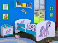 Детская кровать Happy Babies Happy Pony L01 70x140см, белый/синий