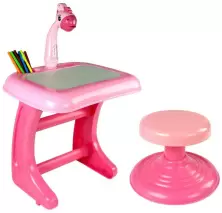 Набор столик, проектор и стульчик LeanToys Children's Happy Painting 9499, розовый