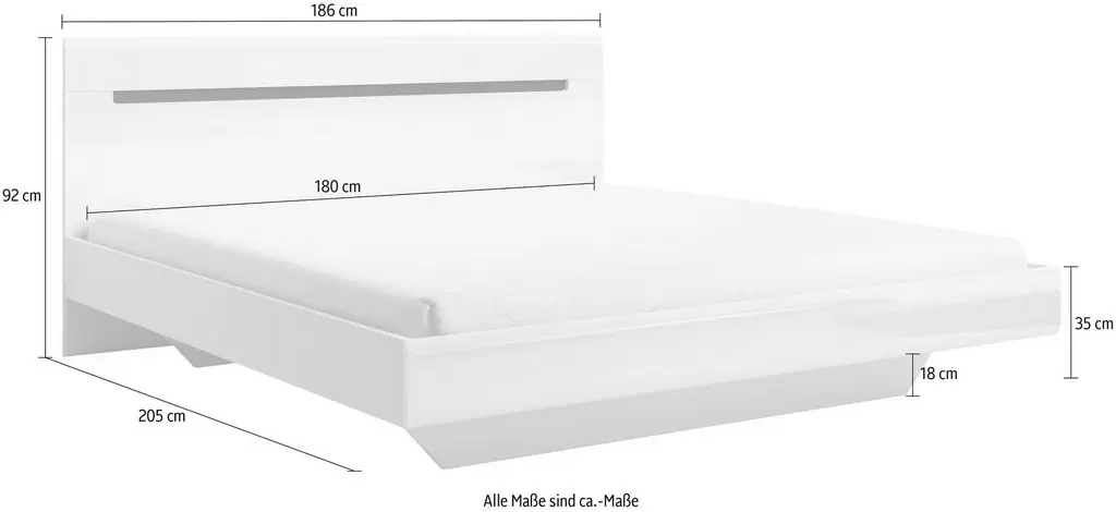 Кровать Helvetia Meble Hektor 2498AJ32 180x200см, белый/белый глянец