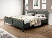 Кровать Helvetia Meble Evora S 24ZRJU30 140x200см, зеленый/дуб лефкас
