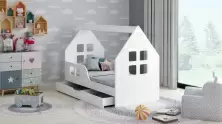 Детская кровать Happy Babies House Windows L02 70x140см, белый