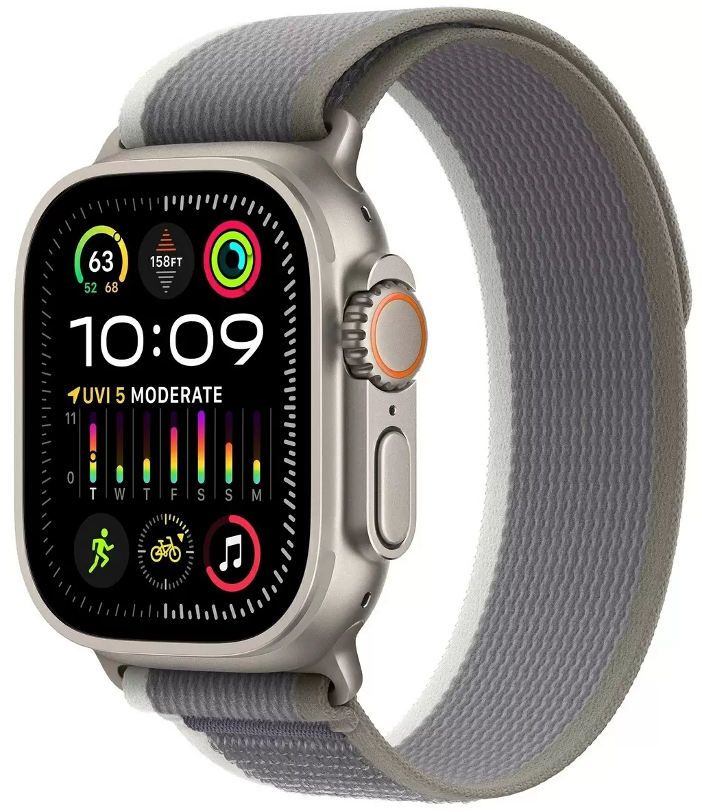 Умные часы Apple Watch Ultra 2 GPS + Cellular 49mm, Titanium Case with Green/Grey Trail Loop M/L