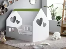 Детская кровать Happy Babies House Heart L01 70x140см, белый/зеленый