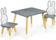Набор столик + 2 стульчика Ecotoys WH141, серый/белый